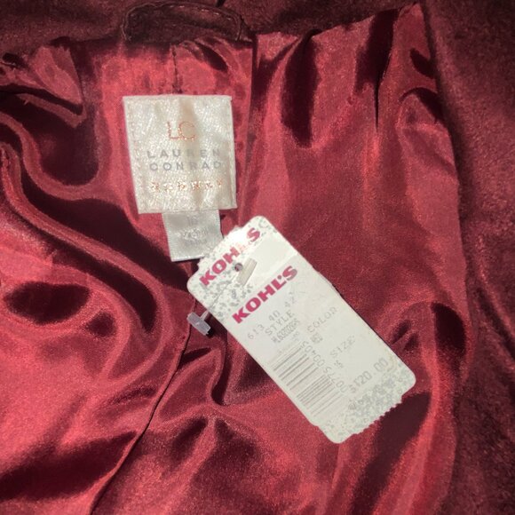 LC Lauren Conrad Runway Faux Suede Moto Jacket, NWT, Wine, Size 16 - Picture 3 of 10